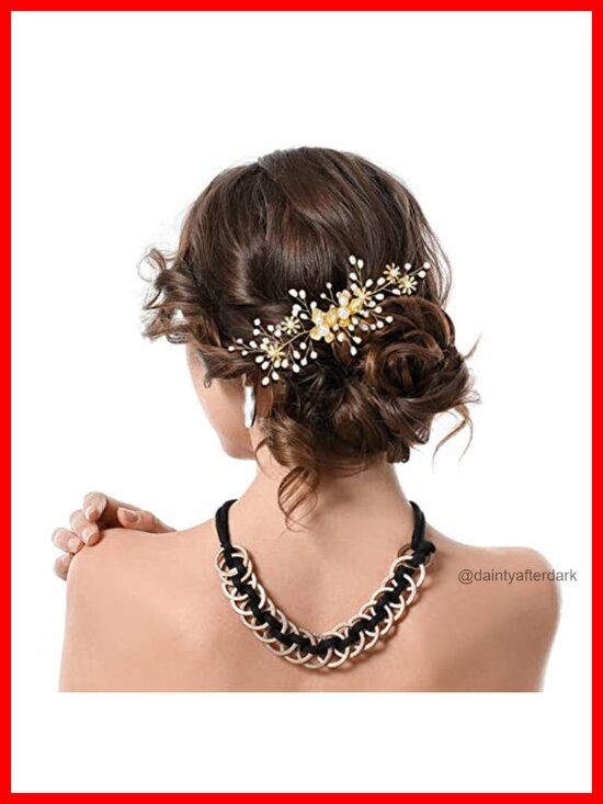 36Pc Gold Hair Side Combs U-Shaped Pearl Pins Spiral Rhinestone Hair Clips main image 4